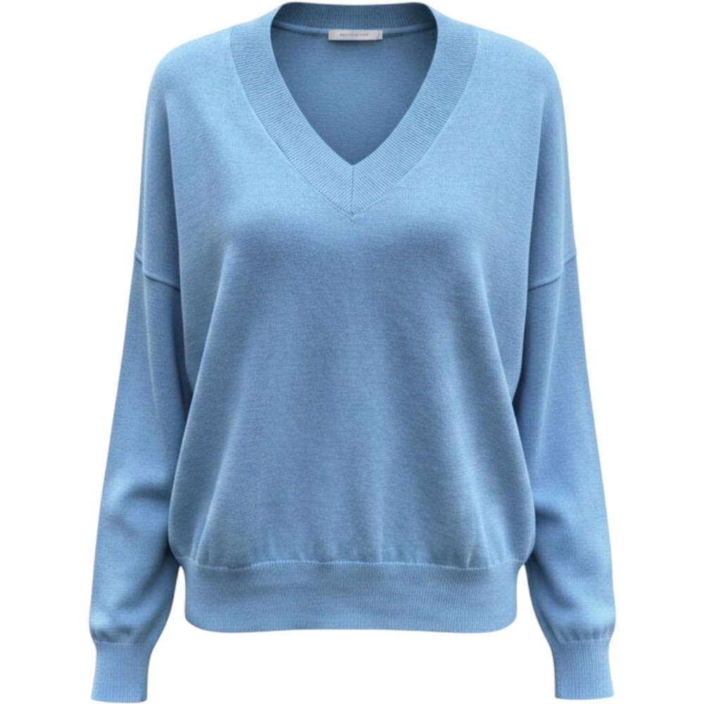 NWT Eddie Bauer Everyday V-Neck Sweater Blue 100% Cotton Large Preppy Outdoor